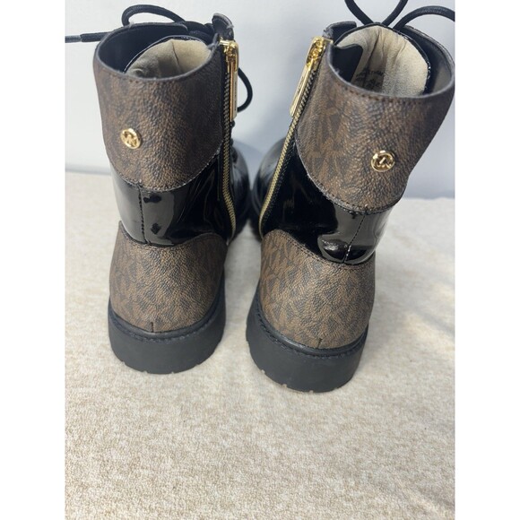 MICHAEL KORS womens Aliatair Bootie classic combat black /brown size 9 - Picture 7 of 12